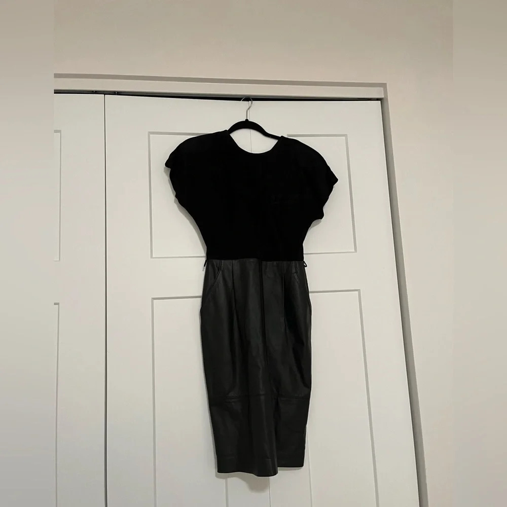 Vintage Morgan Taylor Women’s Dress Black Genuine Leather Suede Dress Size 6P